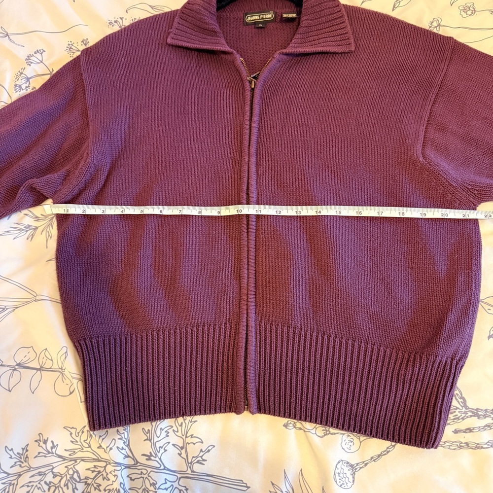 JEANNE PIERRE Women's Zip-Up Sweater in Rich Burgundy - Picture 8 of 10